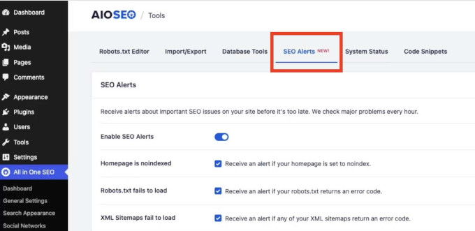 AIOSEO: SEO اطلاع کی ترتیبات AIOSEO: SEO اطلاع کی ترتیبات