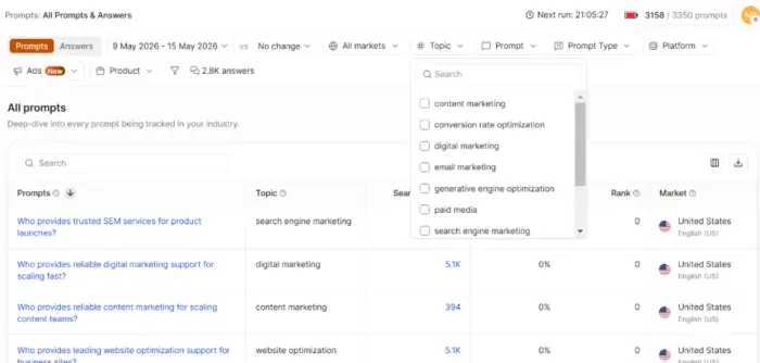 Ubersuggest انٹرفیس۔
