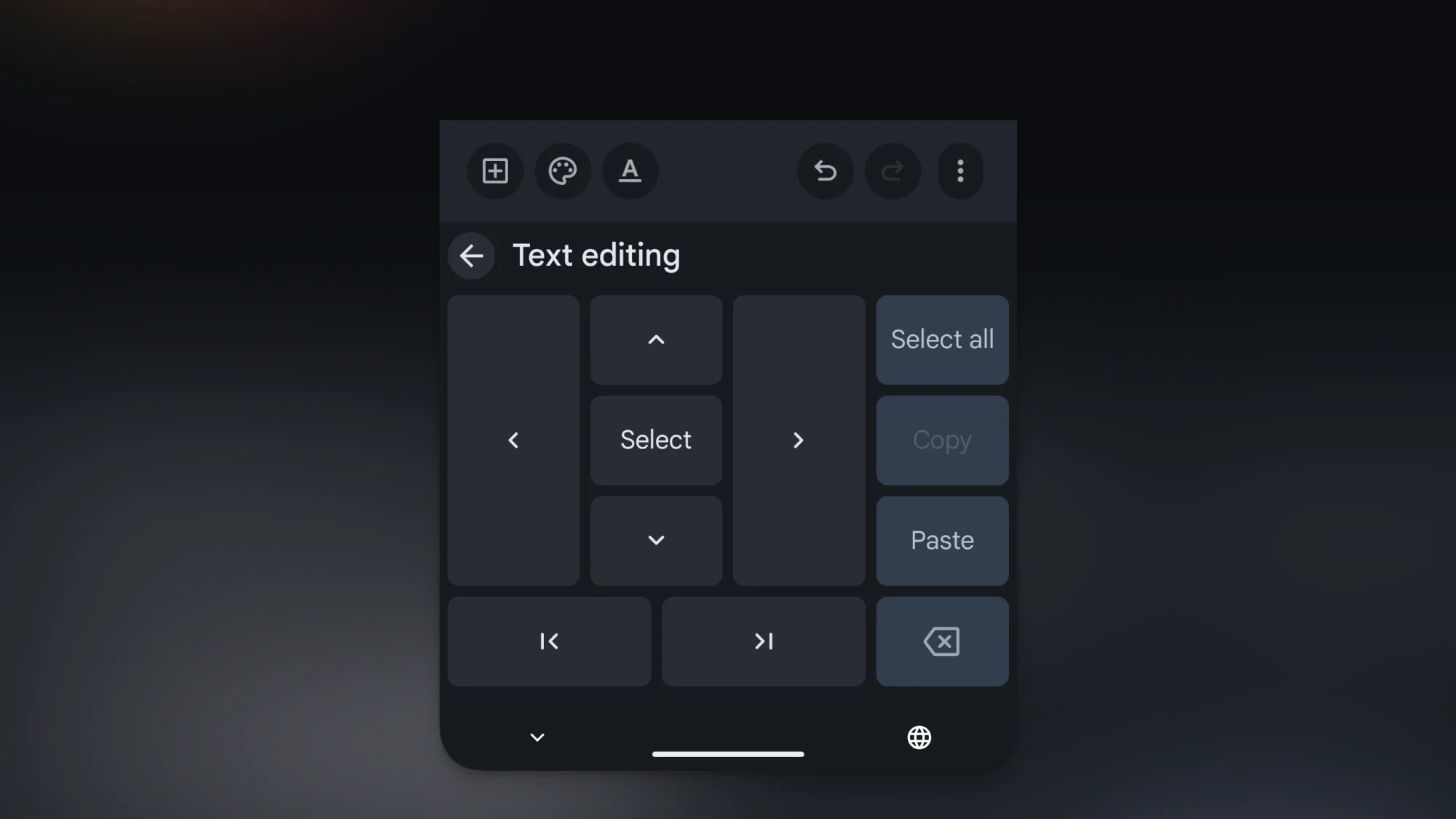 Gboard ٹیکسٹ ایڈیٹنگ بٹن۔