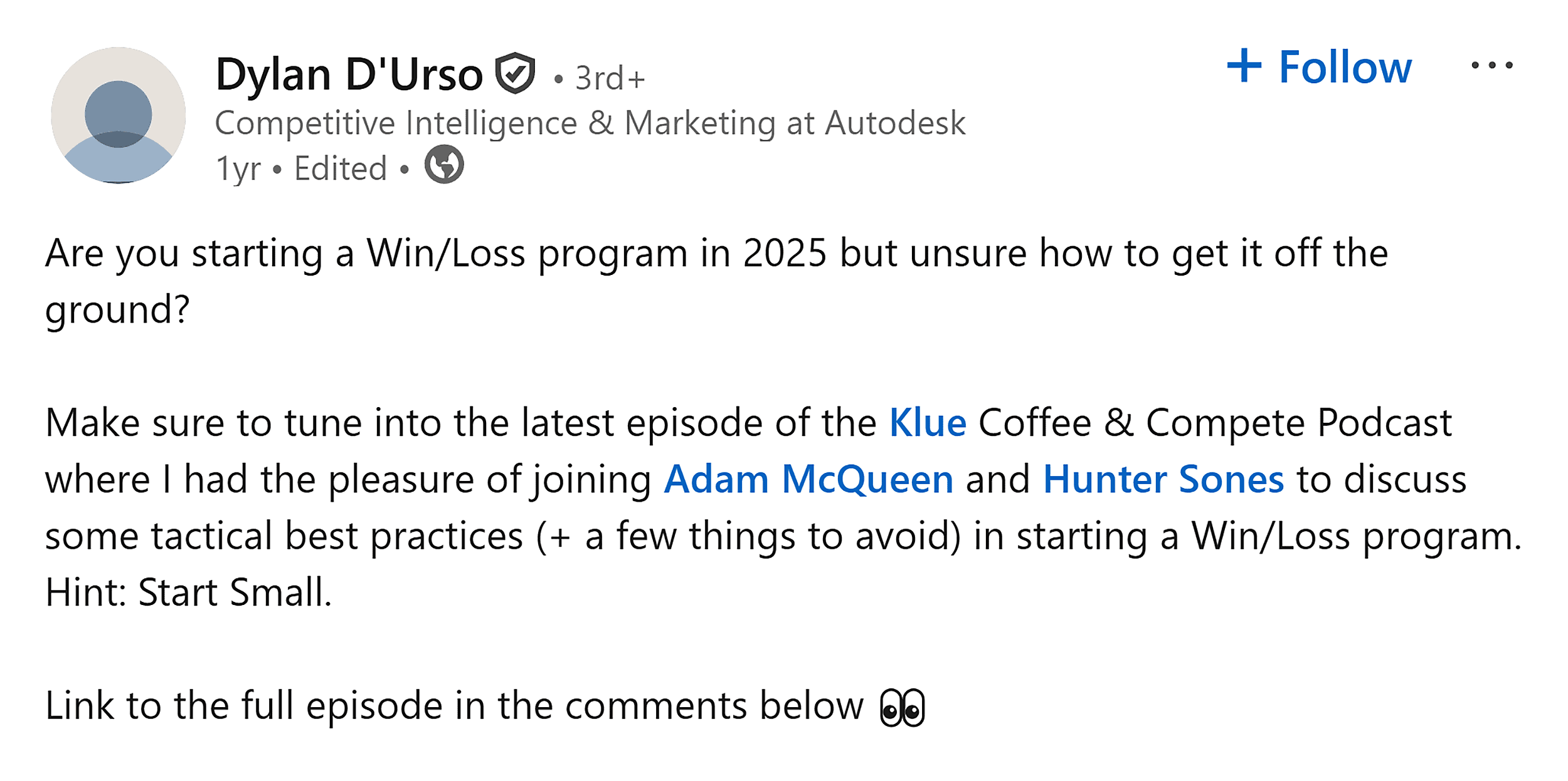 LinkedIn - Dylan D'Urso پوسٹس LinkedIn - Dylan D'Urso پوسٹس
