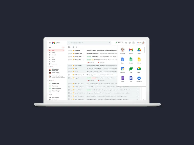 Google Workspace پرومو کوڈ: اگست 2026 میں 14% چھوٹ 1 گوگل جی میل اور ورک اسپیس لیپ ٹاپ موک اپ پر دکھائے گئے۔