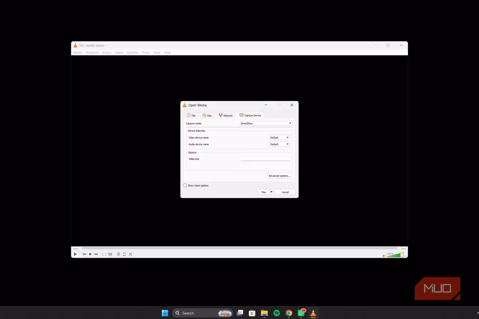 VLC ویب کیم 