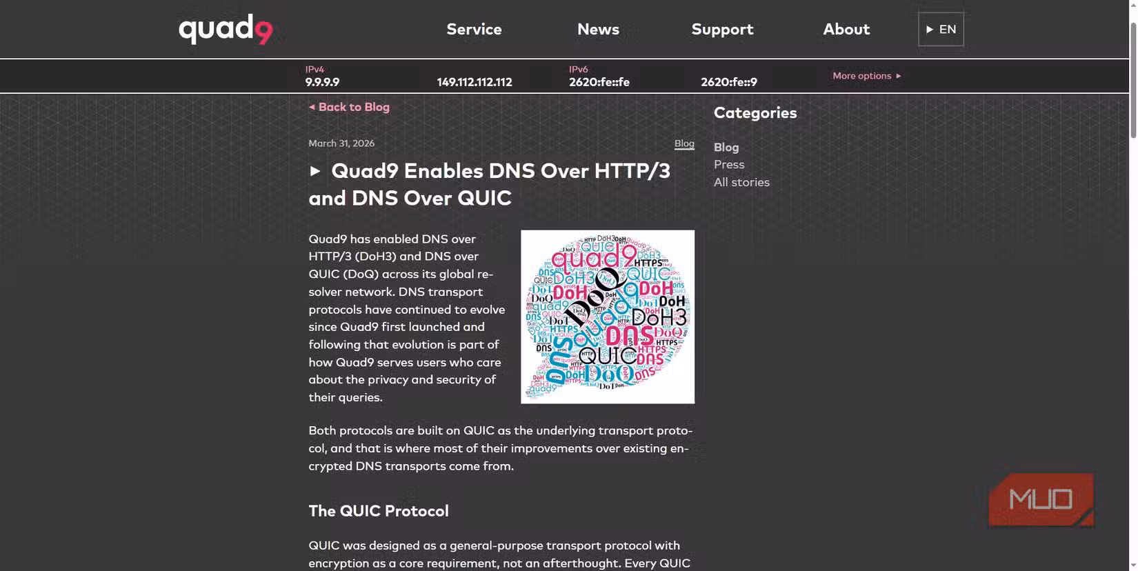 DNS http3 quad9 سے زیادہ۔