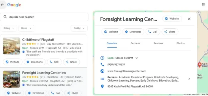 ایجوکیشن مارکیٹنگ: 2026 کے لیے مکمل گائیڈ 1 Foresight Learning Center میں Google Business Profile رجسٹرڈ اور مکمل طور پر آپٹمائزڈ ہے، لہذا یہ Google Maps کی تلاش میں