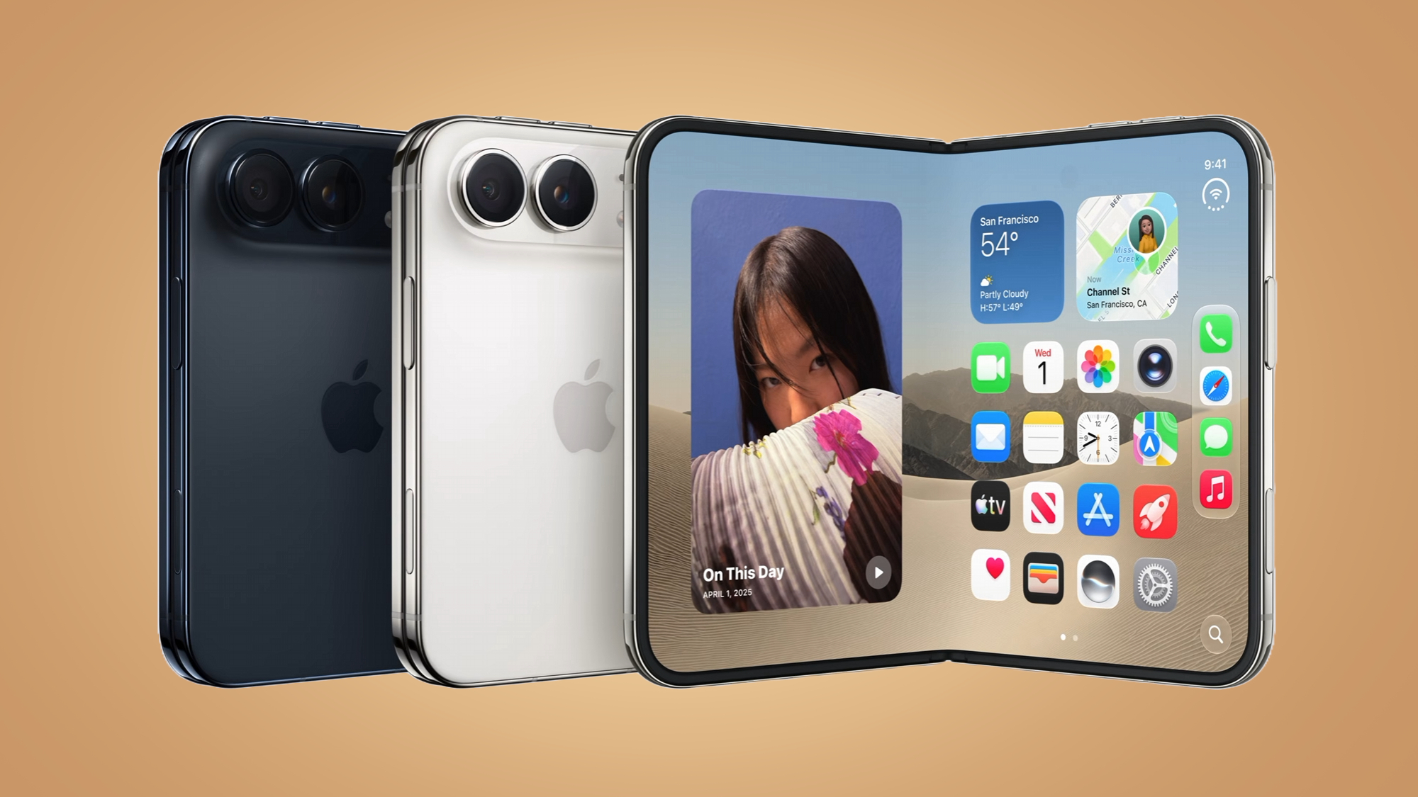روشن رنگ کے پس منظر پر iPhone Duo