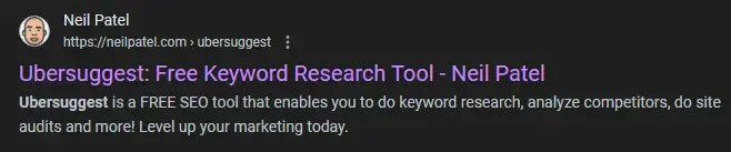 Ubersuggest کے Google Snippets میں لینڈنگ پیج SEO کے بہترین طریقوں کی بنیادی باتیں شامل ہیں اور صفحہ کے بہترین عنوانات اور میٹا ٹیگز کا مظاہرہ کرتے ہیں۔ 