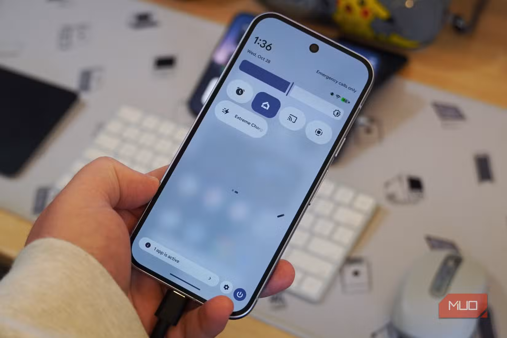 Pixel 11 پر ایکسٹریم چارجنگ موڈ کے لیے کوئیک سیٹنگز ٹائل۔